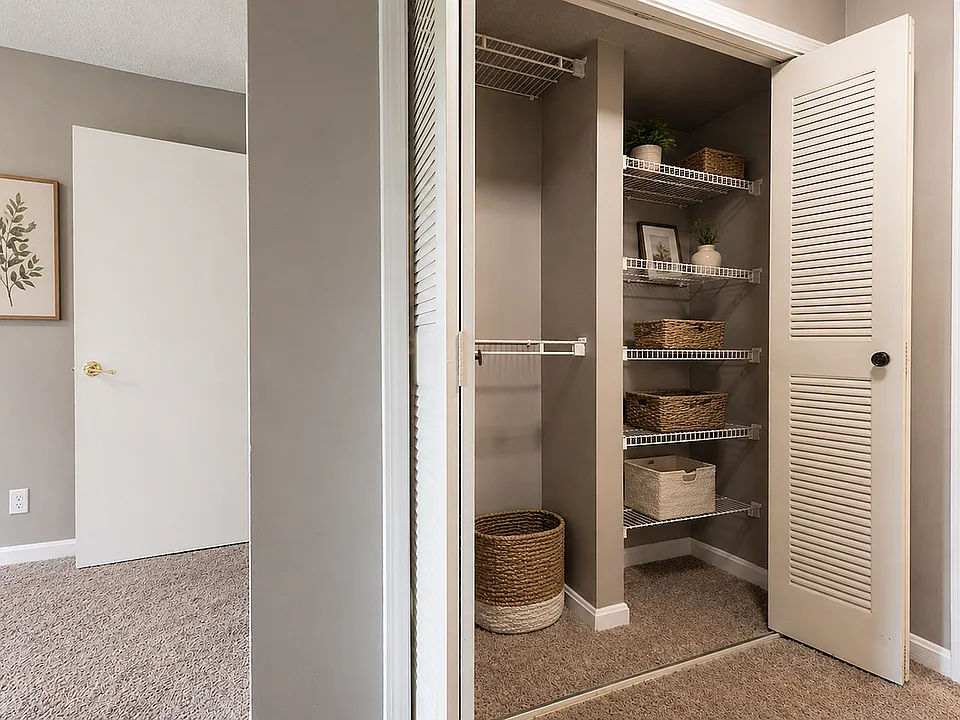 Generous closet space + built-in shelving