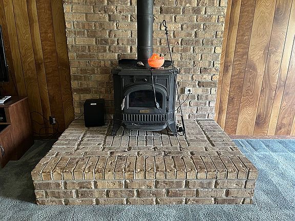 Wood burning stove, hearth