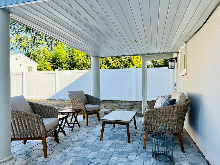 Enjoy the seasonal outdoor patio with seating.