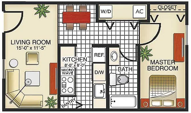 Floor plan 1 Bedroom Model