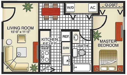 Floor plan 1 Bedroom Model