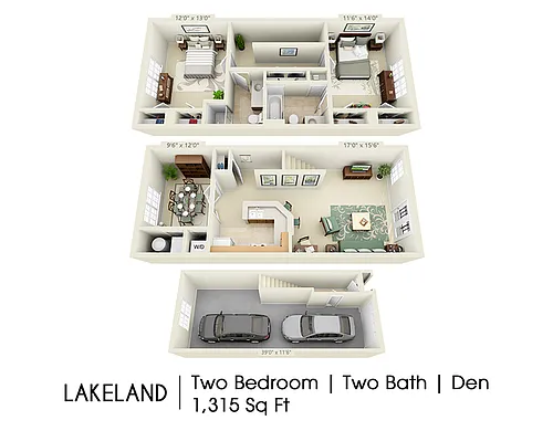 Floor plan Lakeland Townhome with Den & Tandem Garage