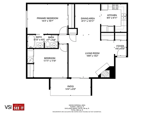 Floor plan Birch - 2Bed/1Bath