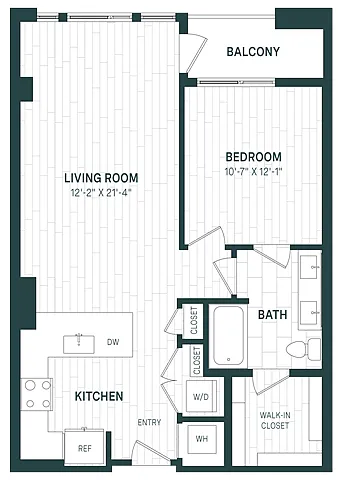 Floor plan 1 Bed/1 Bath-A11-P I