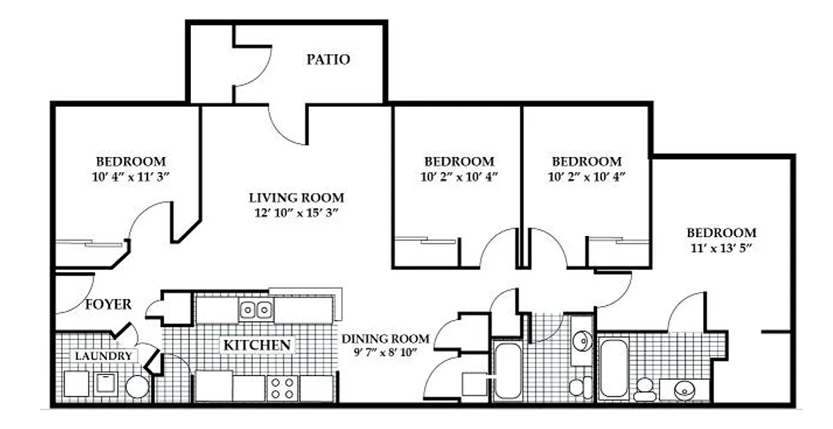Floor plan 4Bed/2Bath Up