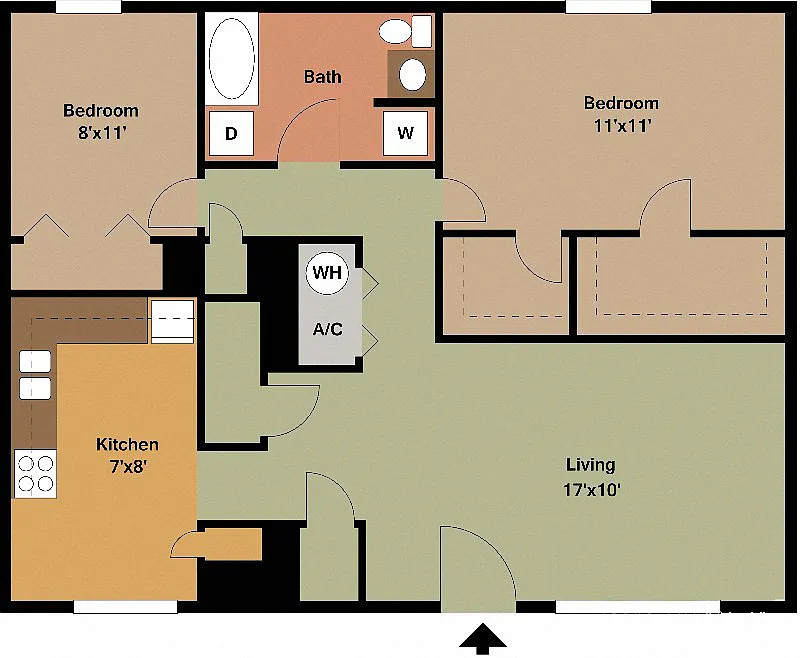 Floor plan 2 bedroom 1 Bath Large