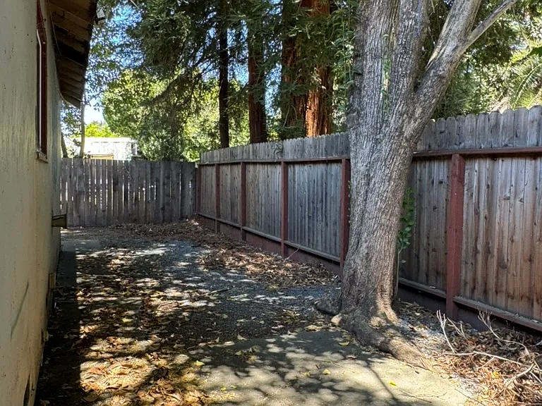Private fenced backyard