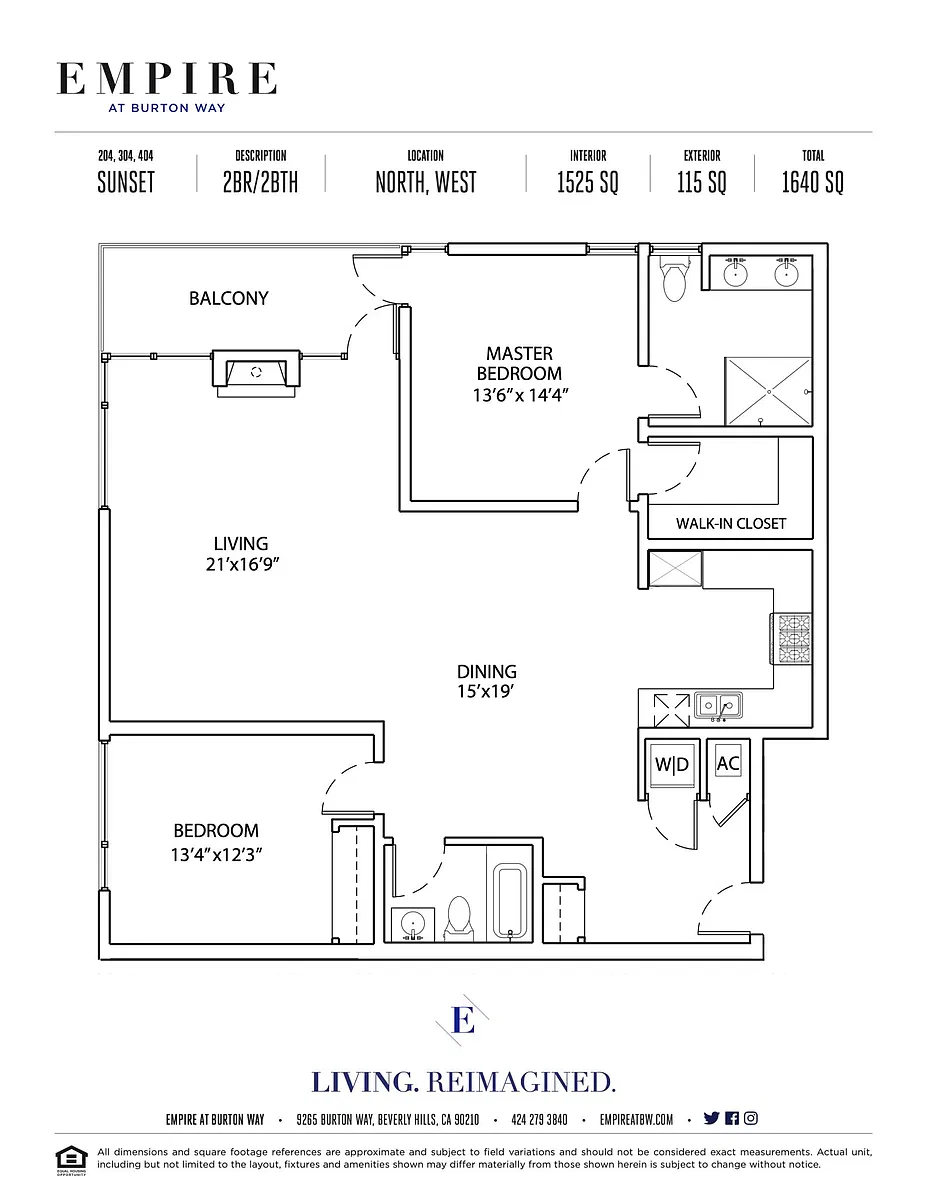 Floor plan 2 Bedroom - Sunset