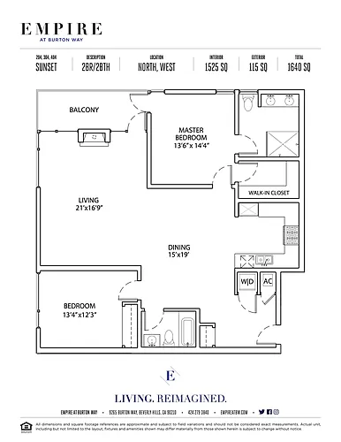 Floor plan 2 Bedroom - Sunset