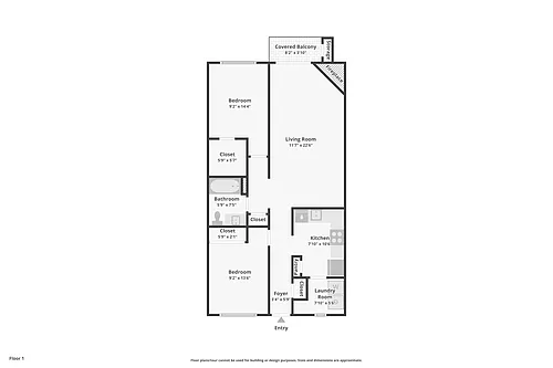 Floor plan Standard Two Bedroom One Bathroom