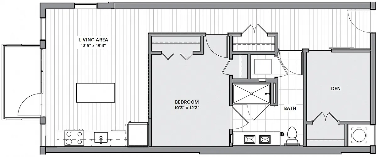 Floor plan AD2 - One Bedroom w/ Den