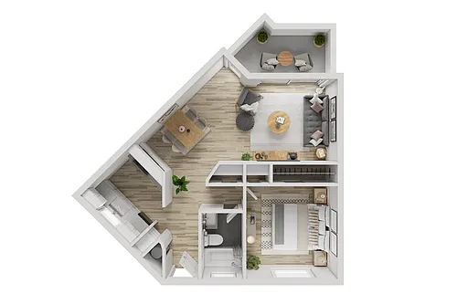 Floor plan One Bedroom One Bath Pie