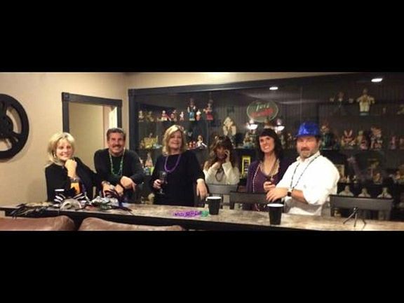 Six person bar in the back of theater room