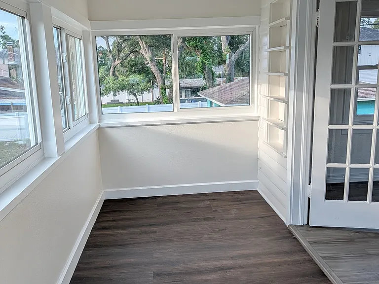 View of porch from one side.