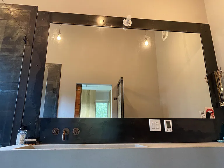 Master Bathroom - Concrete Sink & Custom Metal Mirror (new vanity light pending installment)