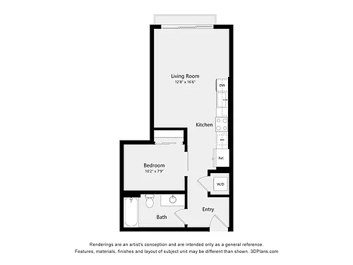 Floor plan Urban One Bedroom A09A