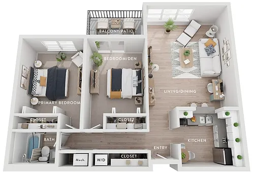 Floor plan Maple (Bh) 2 Bedroom Apartment