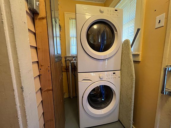 small laundry area on back porch