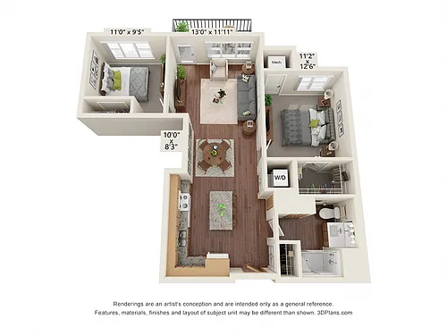 Floor plan Two Bedroom - A