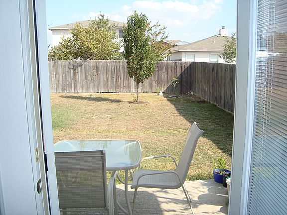 View from kitchen to backyard