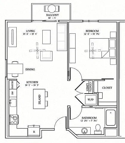Floor plan ONE BEDROOM 13