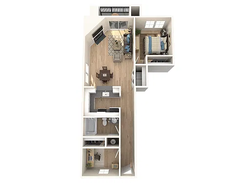 Floor plan One Bedroom, One Bathroom + Den