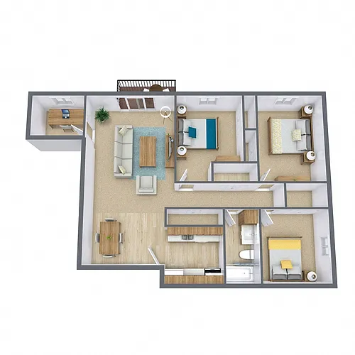 Floor plan Three Bedroom 31C