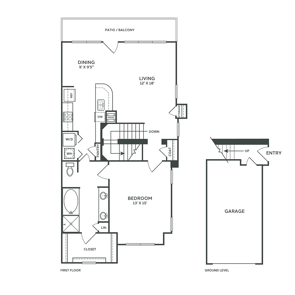 Floor plan A2 Townhome Renovated