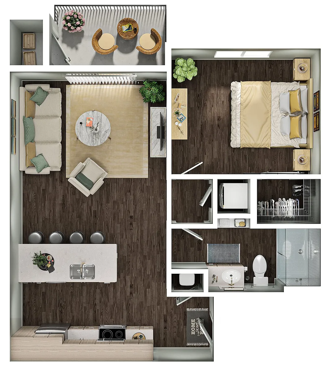 Floor plan Snowdrift- 1BD/1BA