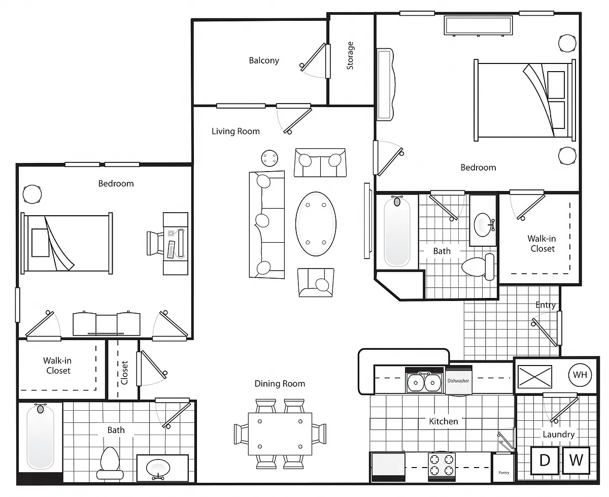 Floor plan Two Bedroom Two Bathroom