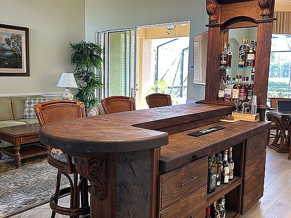Custom walnut bar