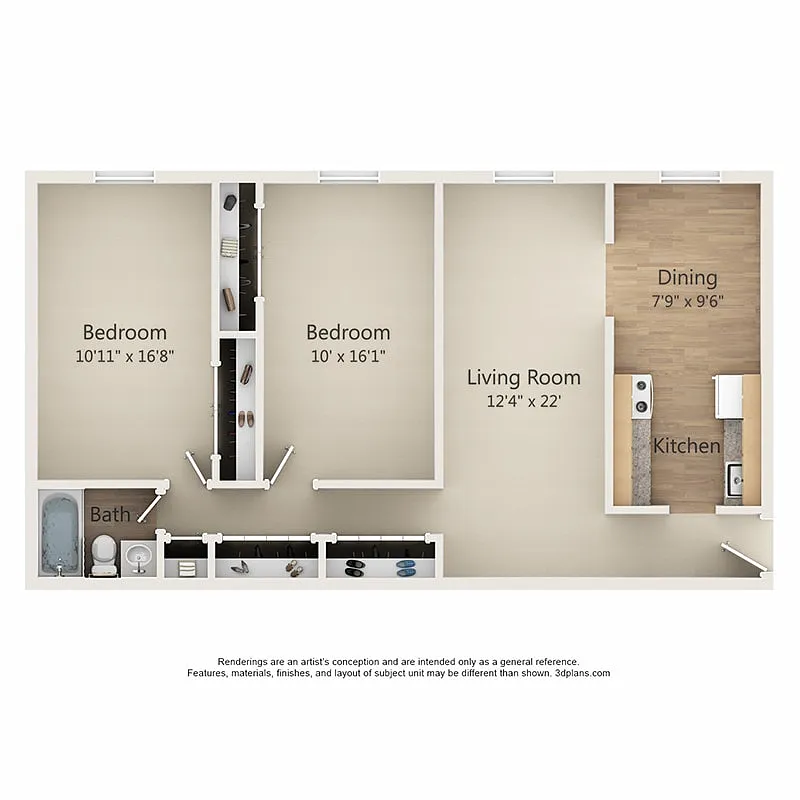 Floor plan Two Bed One Bath