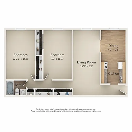 Floor plan Two Bed One Bath