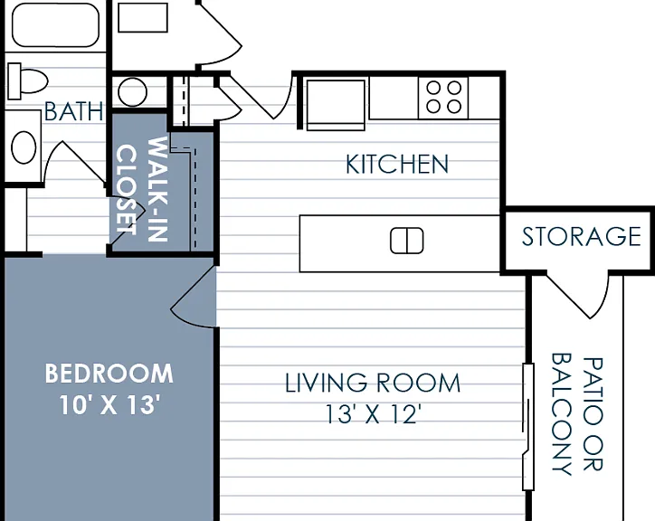 1 Bedroom 1 Bathroom A Floorplan Diagram