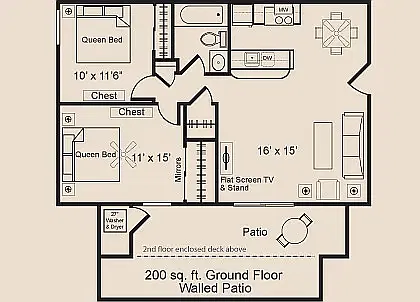 Floor plan 2X1 Furnished