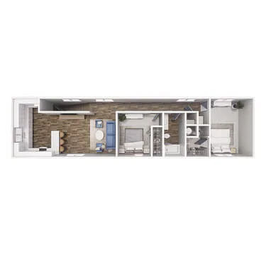Floor plan 2 x 1- B1 900 SQ FT