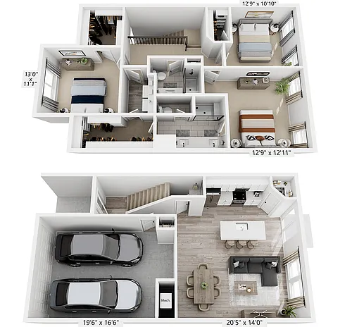 Floor plan 3 bedroom 2.5 bath - II