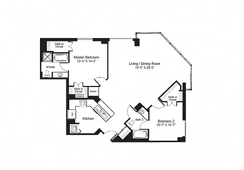 Floor plan 2 Bed/2 Bath-B14