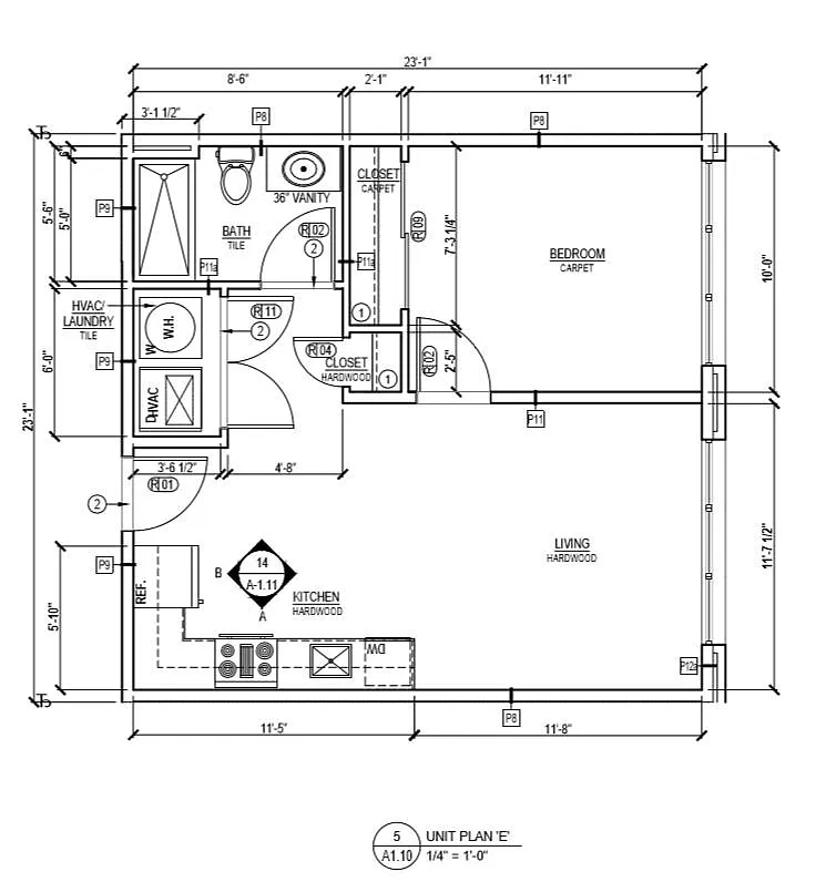 Floor plan 1 Bed (E)
