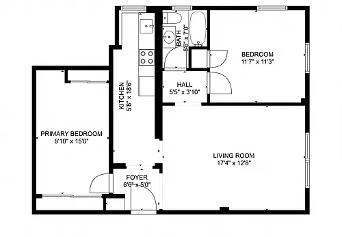 Floor plan 2 Bedroom 1 Bath