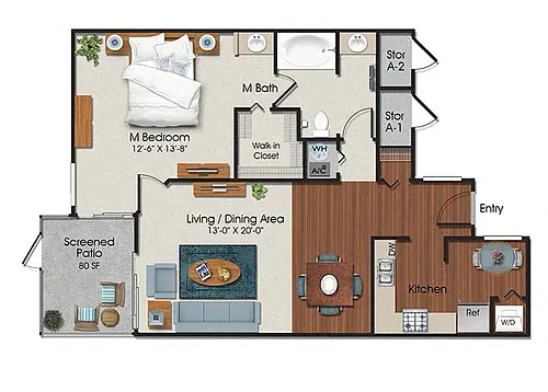Floor plan One Bed One Bath - A1