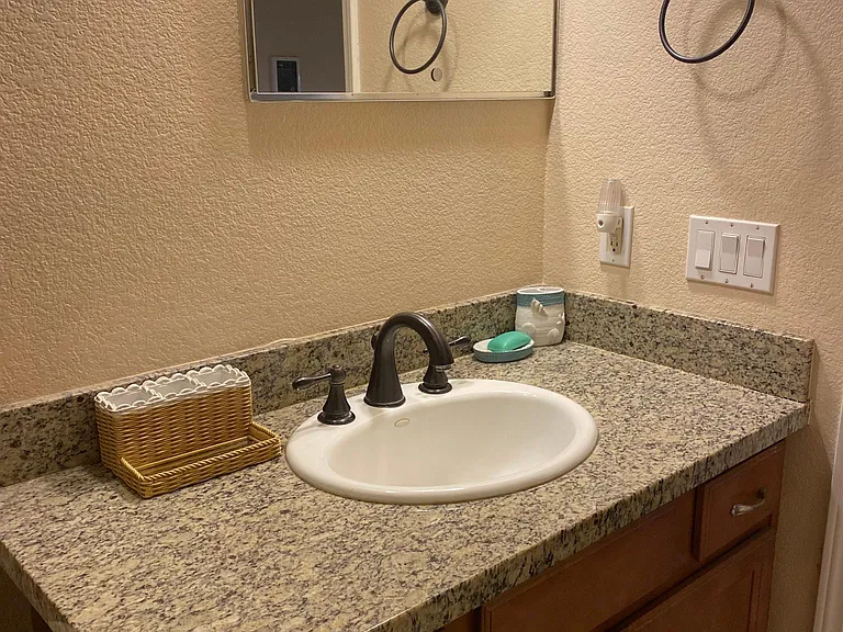 Remodeled bathroom, entrance from the bedroom.