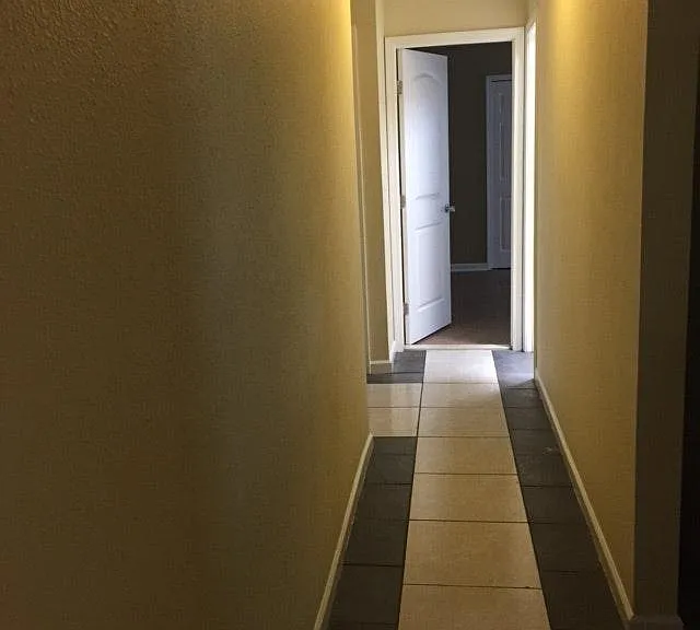 looking down the hallway