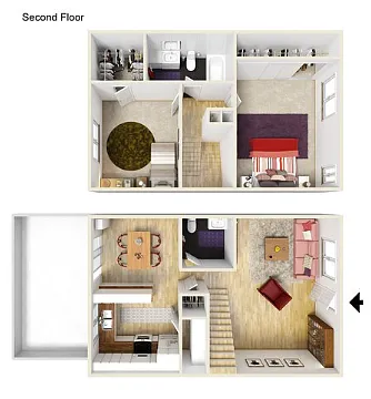 Floor plan 2 BR, 1.5 BA - Town House