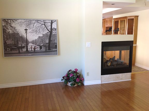 unique 3-sided fireplace