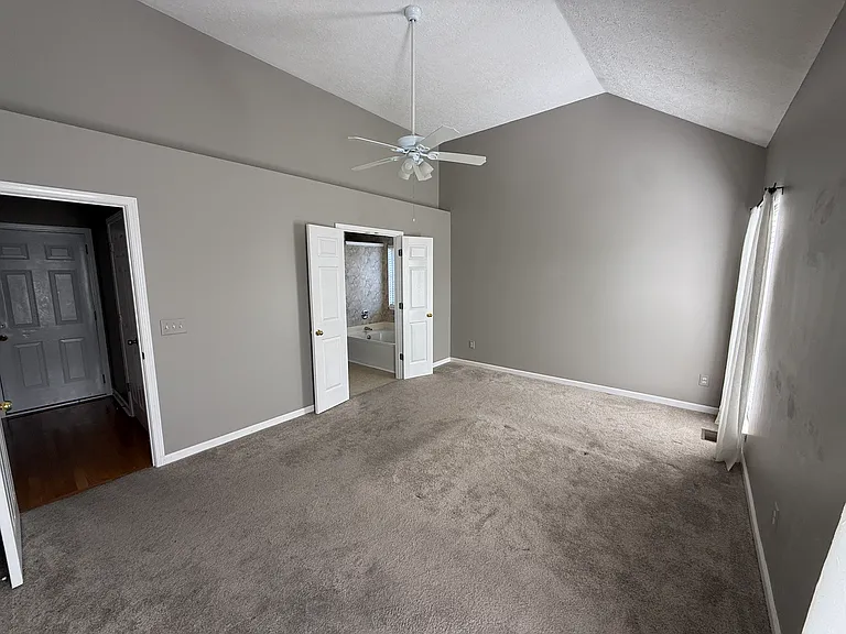 Primary bedroom is downstairs facing back yard