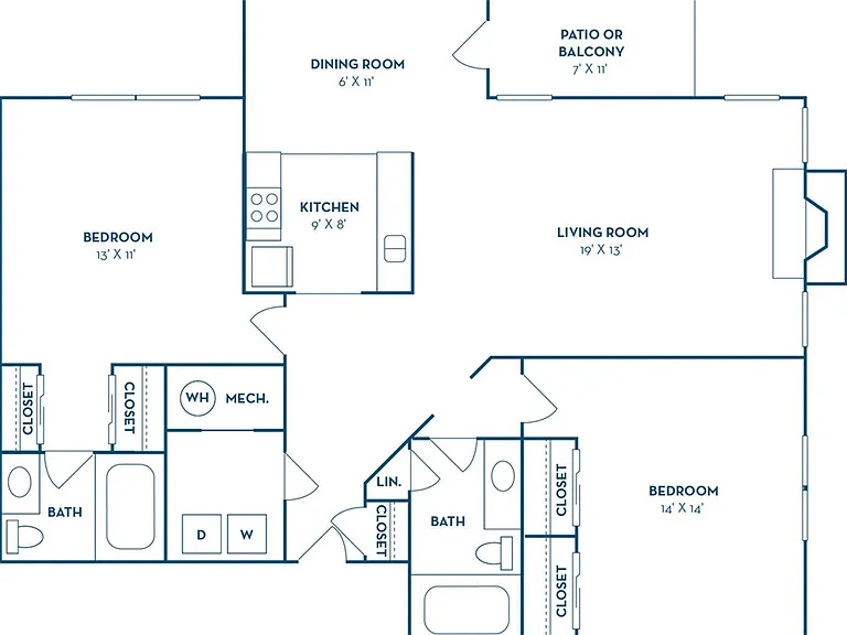 2 Bedroom | 2 Bath | 1115 SF 2 Bedroom | 2 Bath | 1115 SF