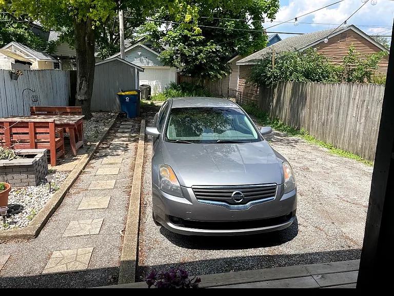 Backyard patio and parking