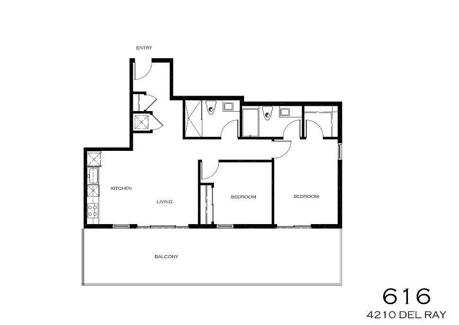 Floor plan 2 Bedrooms Wrap-around Balcony