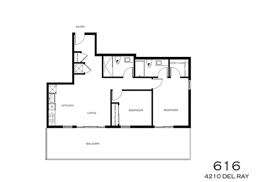 Floor plan 2 Bedrooms Wrap-around Balcony